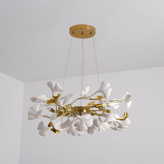 Gingko Ring Chandelier - Modern LED Design with Adjustable Brightness