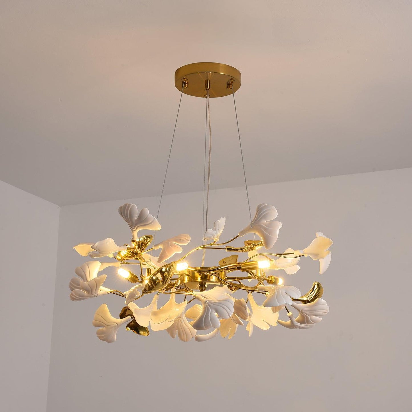 Gingko Ring Chandelier - Modern LED Design with Adjustable Brightness