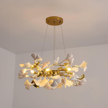 Gingko Ring Chandelier - Modern LED Design with Adjustable Brightness