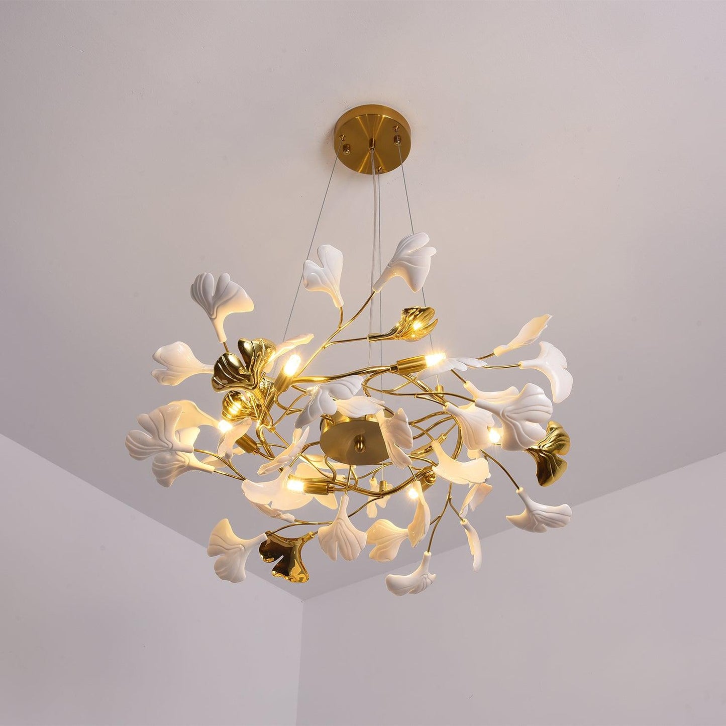 Gingko Ring Chandelier - Modern LED Design with Adjustable Brightness