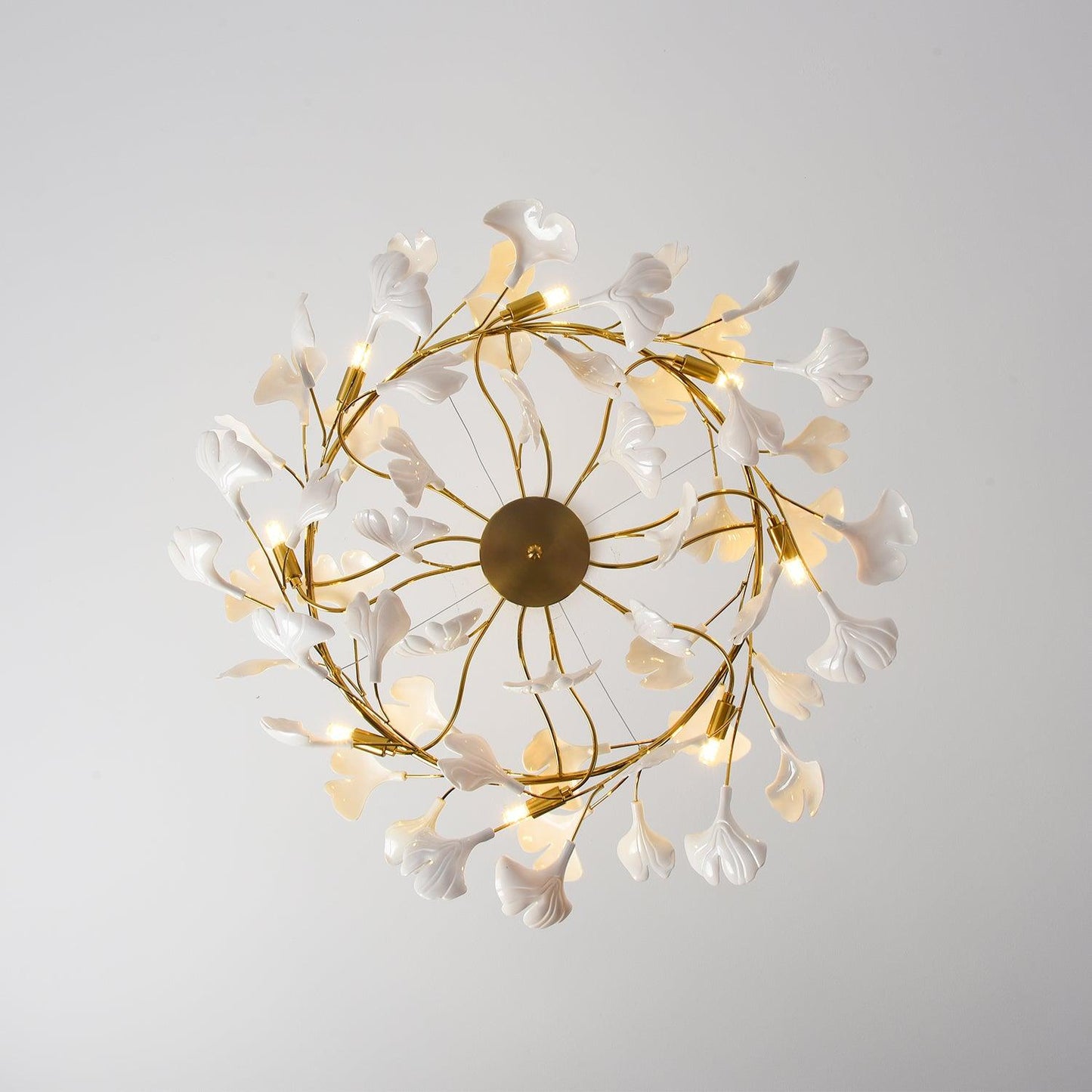Gingko Ring Chandelier - Modern LED Design with Adjustable Brightness