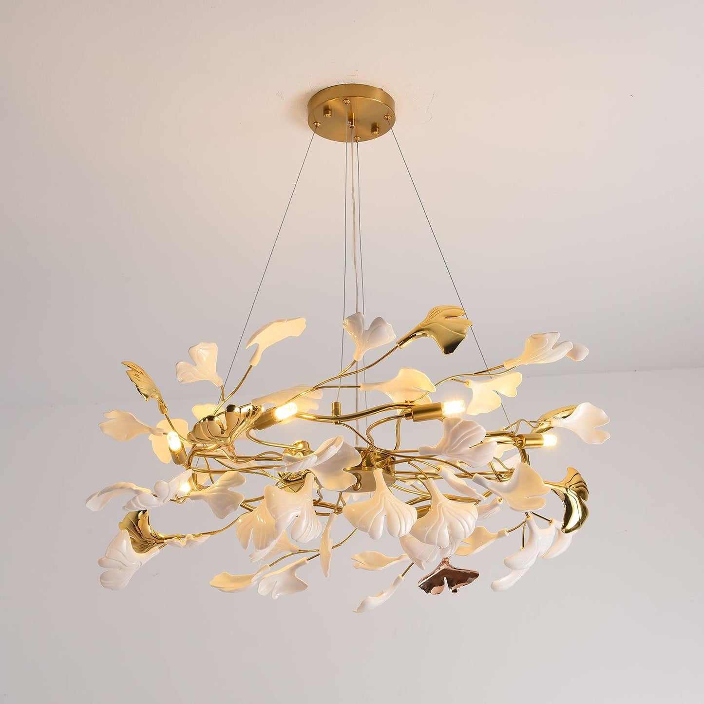 Gingko Ring Chandelier - Modern LED Design with Adjustable Brightness