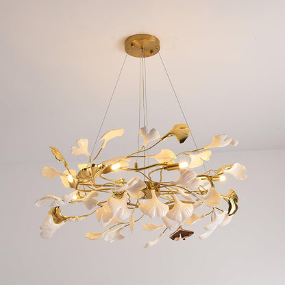 Gingko Ring Chandelier - Modern LED Design with Adjustable Brightness