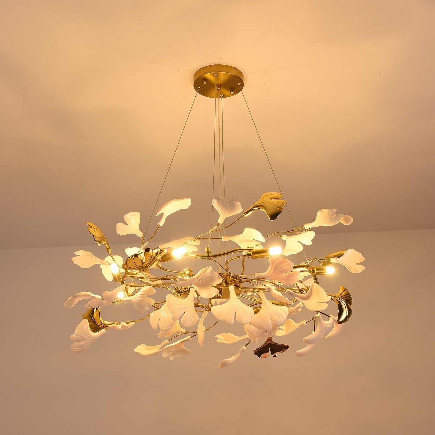 Gingko Ring Chandelier - Modern LED Design with Adjustable Brightness