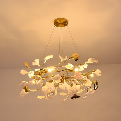 Gingko Ring Chandelier - Modern LED Design with Adjustable Brightness
