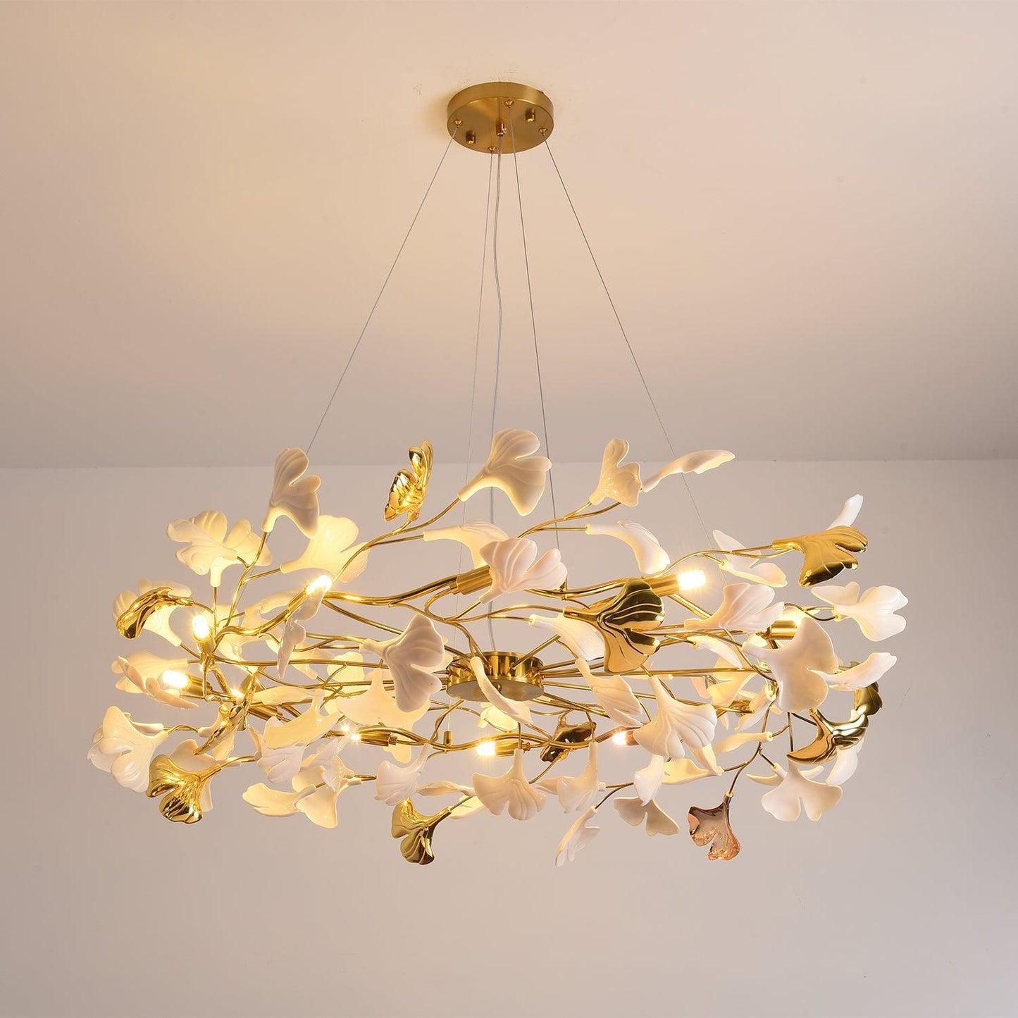 Gingko Ring Chandelier - Modern LED Design with Adjustable Brightness