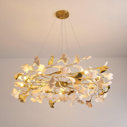 Gingko Ring Chandelier - Modern LED Design with Adjustable Brightness