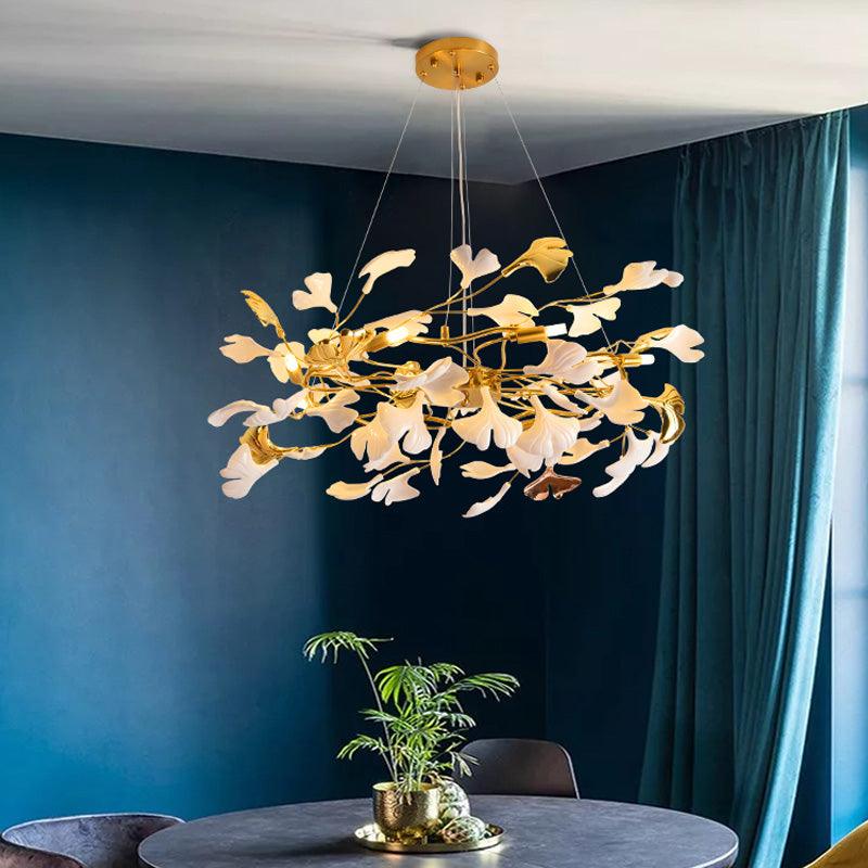 Gingko Ring Chandelier - Modern LED Design with Adjustable Brightness