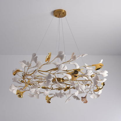 Gingko Ring Chandelier - Modern LED Design with Adjustable Brightness