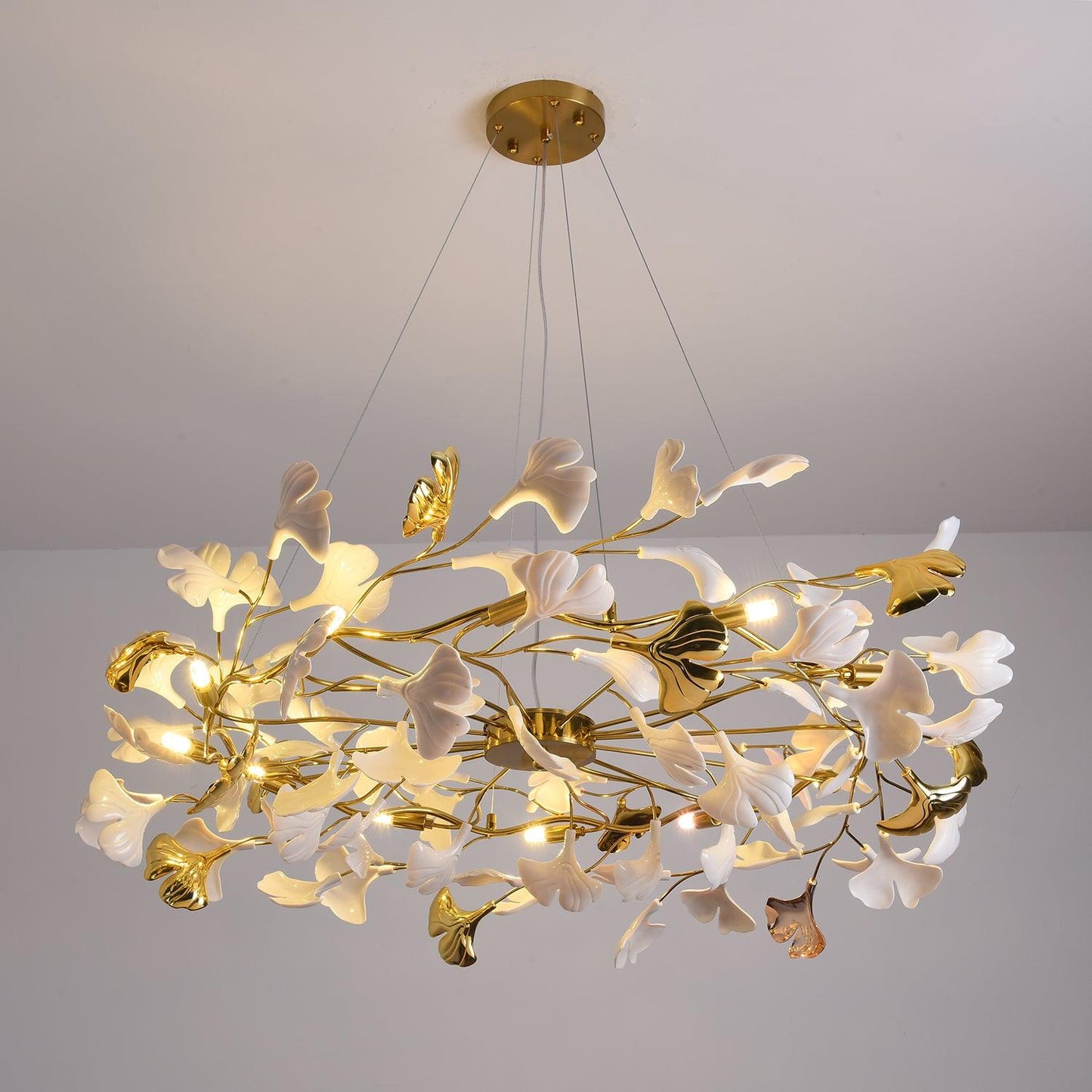 Gingko Ring Chandelier - Modern LED Design with Adjustable Brightness