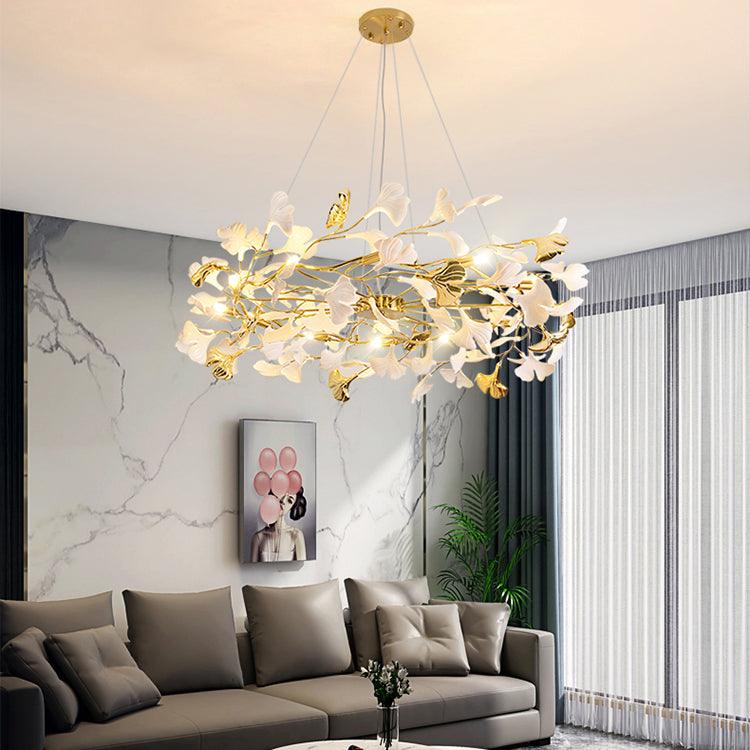 Gingko Ring Chandelier - Modern LED Design with Adjustable Brightness