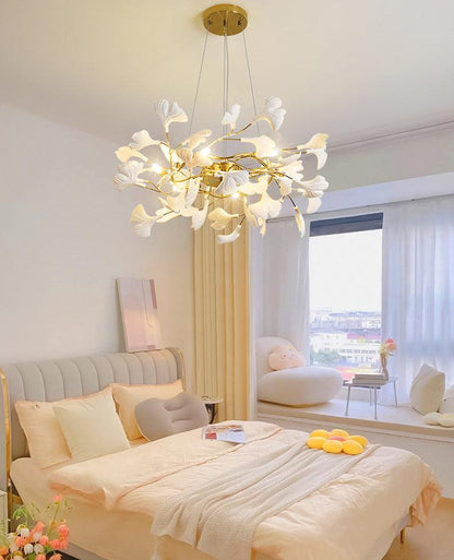 Gingko Ring Chandelier - Modern LED Design with Adjustable Brightness