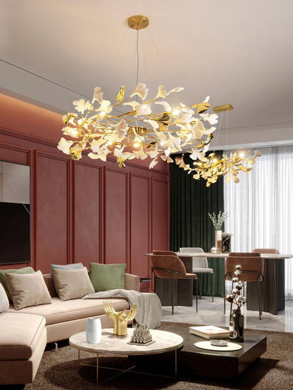Gingko Ring Chandelier - Modern LED Design with Adjustable Brightness