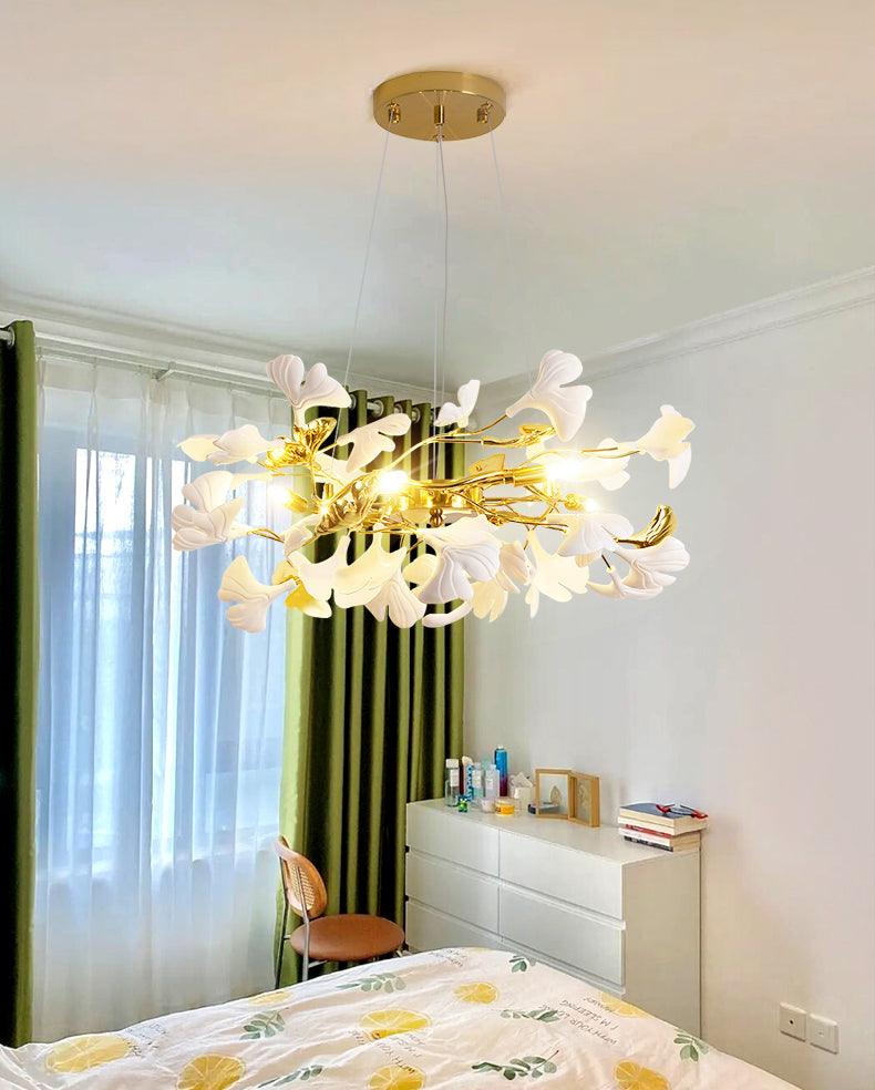 Gingko Ring Chandelier - Modern LED Design with Adjustable Brightness