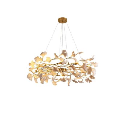 Gingko Ring Chandelier - Modern LED Design with Adjustable Brightness