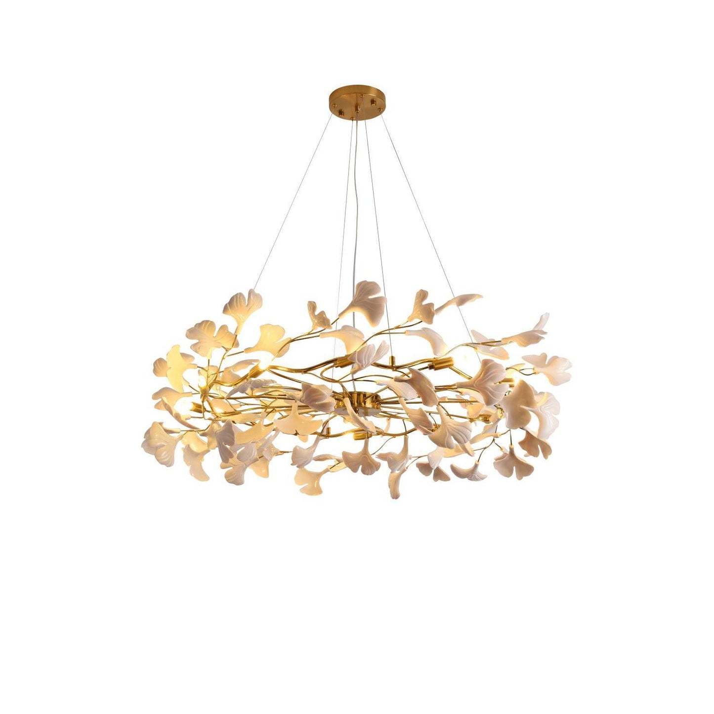 Gingko Ring Chandelier - Modern LED Design with Adjustable Brightness