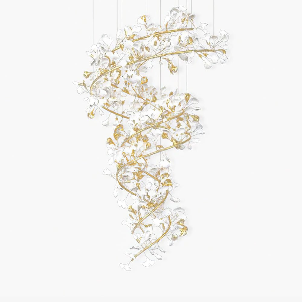Gingko Spiral Leaf Chandelier - Elegant Design with LED Illumination
