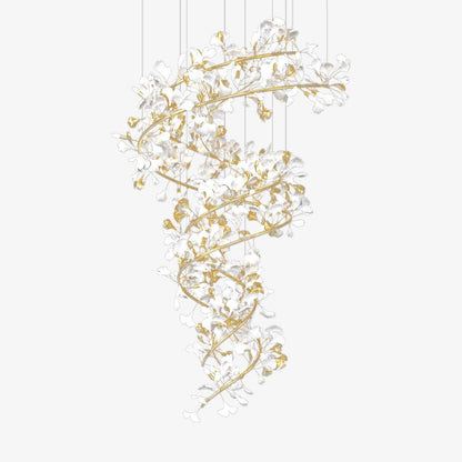 Gingko Spiral Leaf Chandelier - Elegant Design with LED Illumination