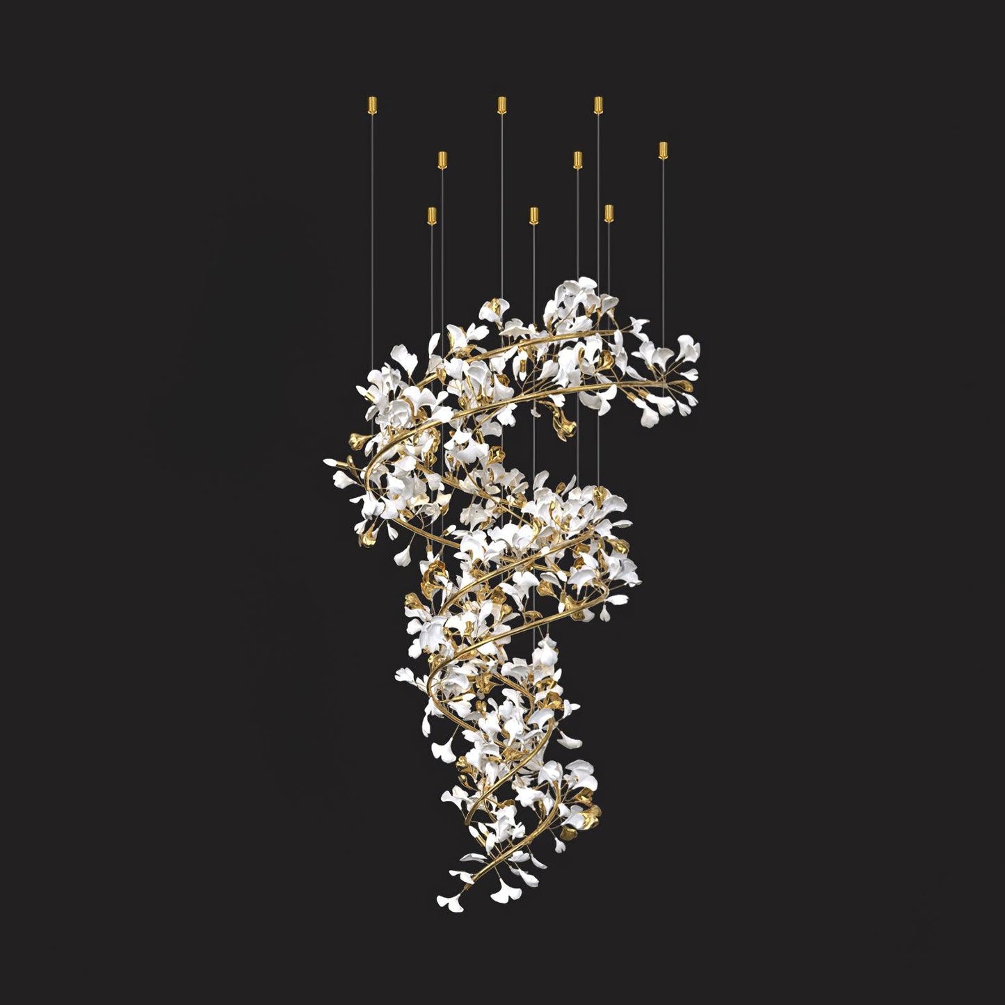 Gingko Spiral Leaf Chandelier - Elegant Design with LED Illumination