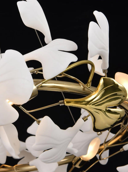 Gingko Spiral Leaf Chandelier - Elegant Design with LED Illumination