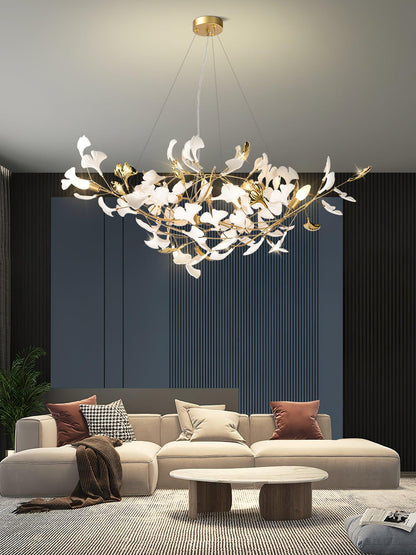 Gingko Cluster Chandelier - Modern Design, Adjustable Height, LED Ligh