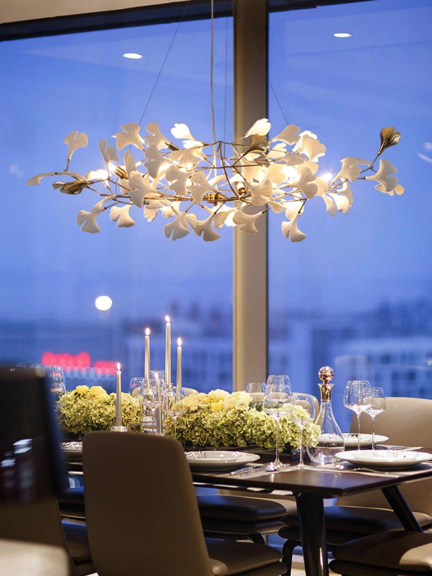 Gingko Cluster Chandelier - Modern Design, Adjustable Height, LED Ligh