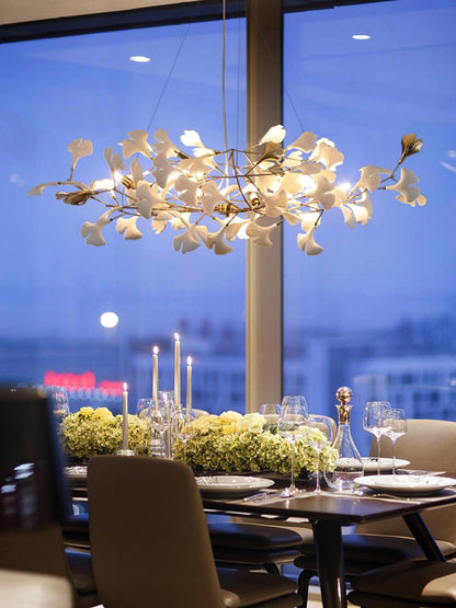 Gingko Cluster Chandelier - Modern Design, Adjustable Height, LED Ligh