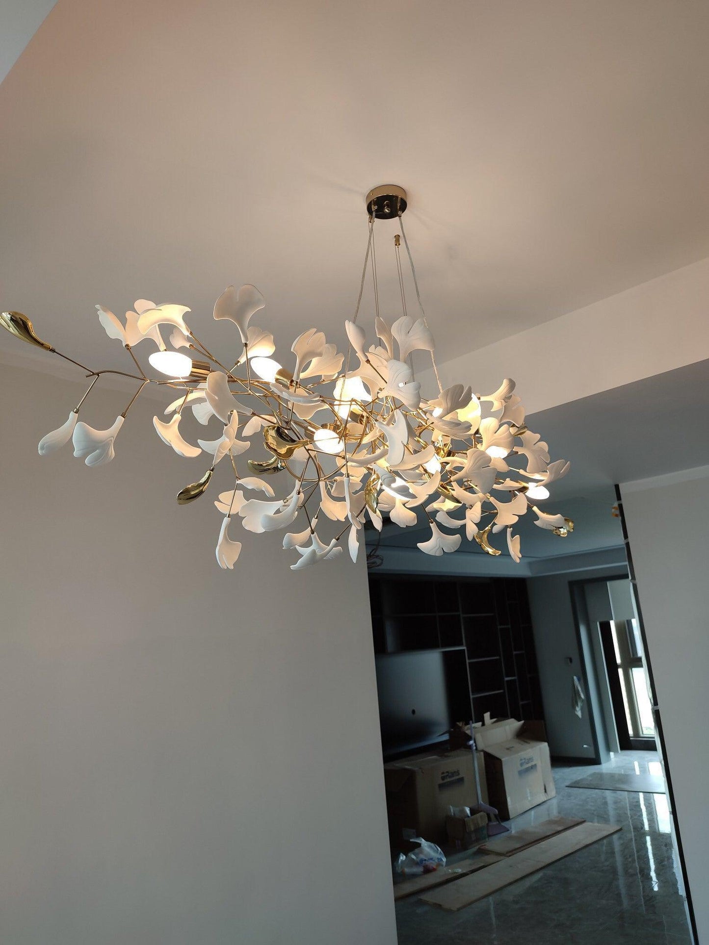 Gingko Cluster Chandelier - Modern Design, Adjustable Height, LED Ligh
