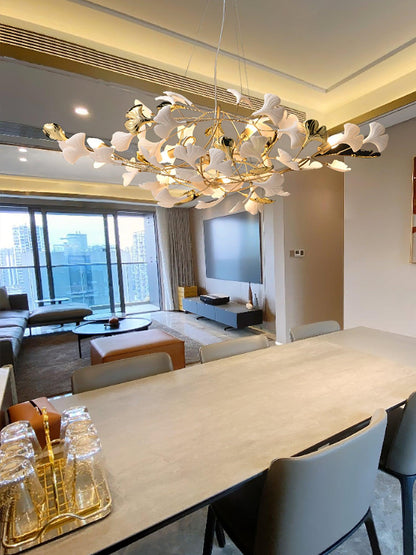 Gingko Cluster Chandelier - Modern Design, Adjustable Height, LED Ligh