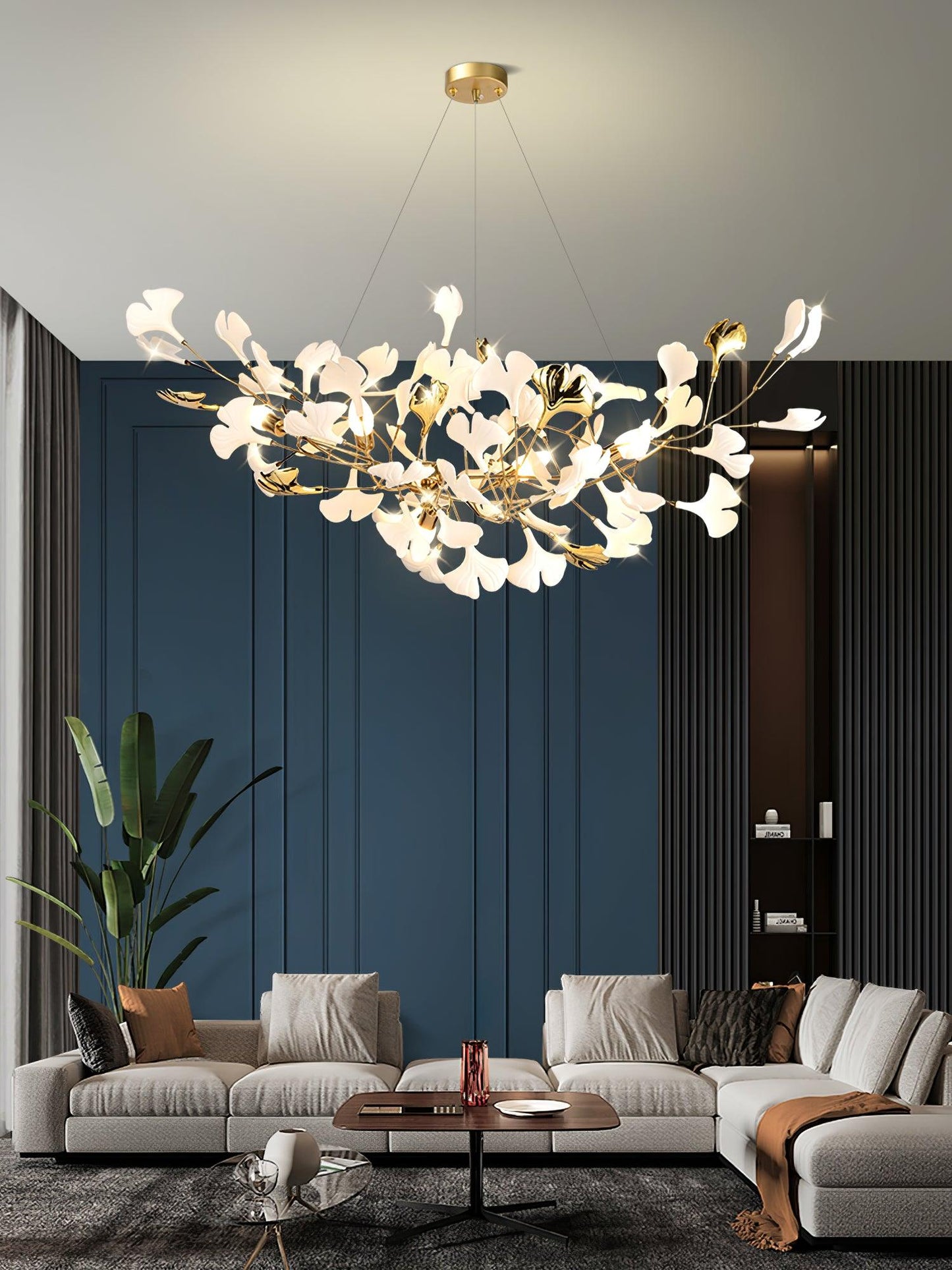 Gingko Cluster Chandelier - Modern Design, Adjustable Height, LED Ligh