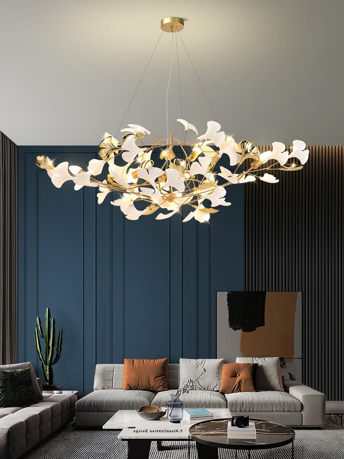 Gingko Cluster Chandelier - Modern Design, Adjustable Height, LED Ligh