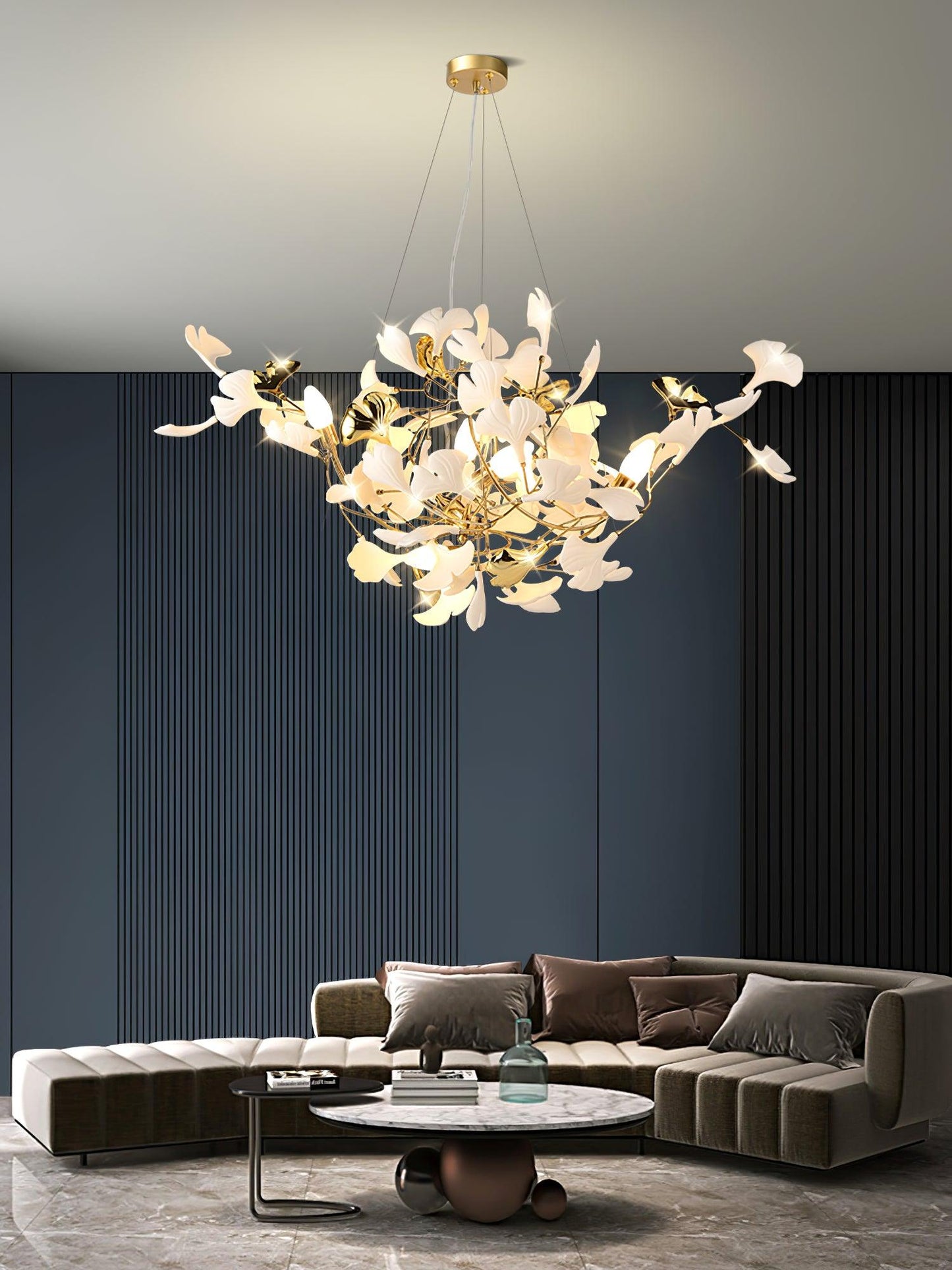 Gingko Cluster Chandelier - Modern Design, Adjustable Height, LED Ligh