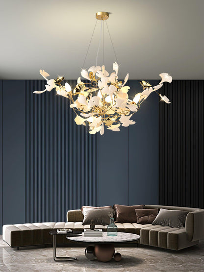 Gingko Cluster Chandelier - Modern Design, Adjustable Height, LED Ligh