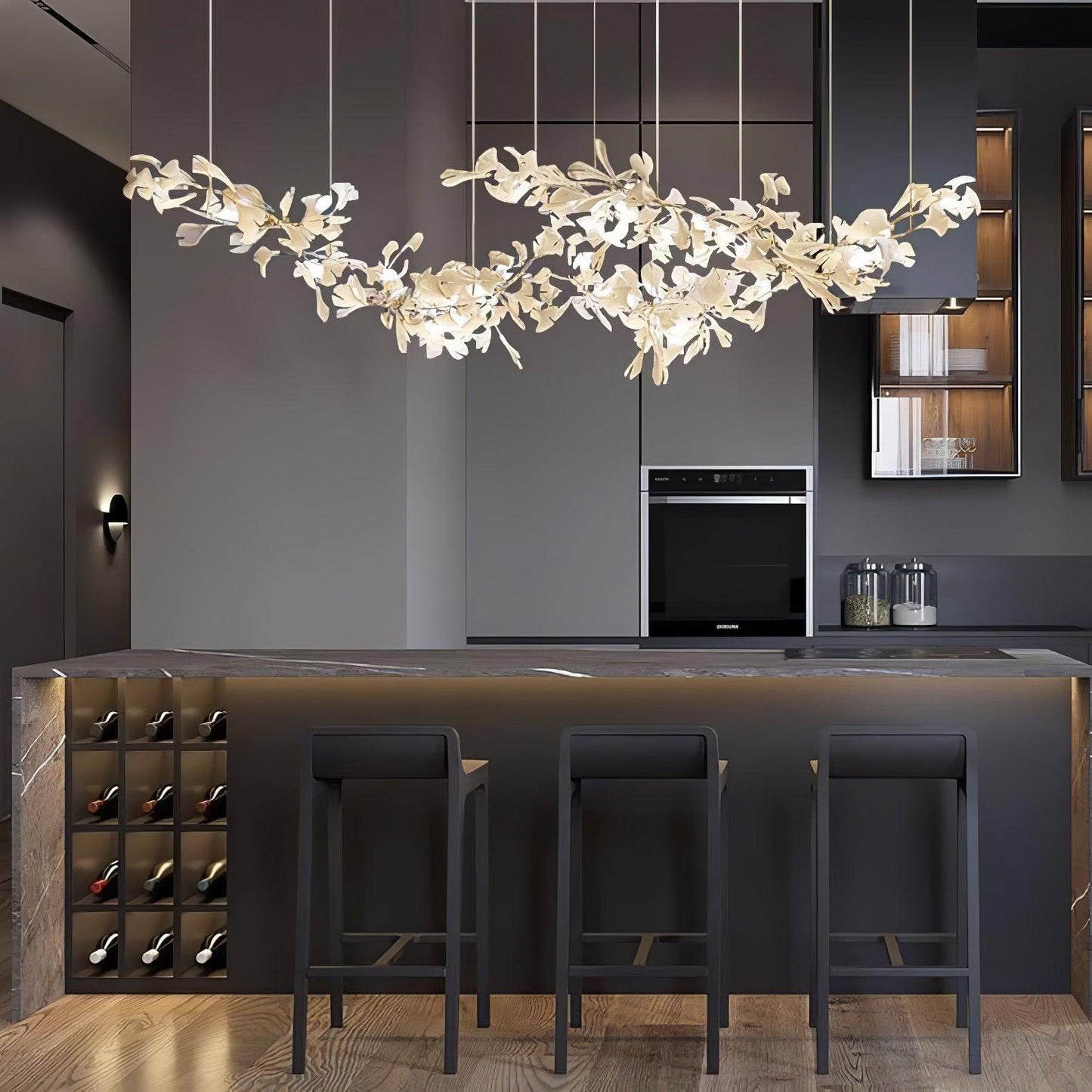 Gingko Drift Chandelier - Elegant Design with Adjustable Brightness