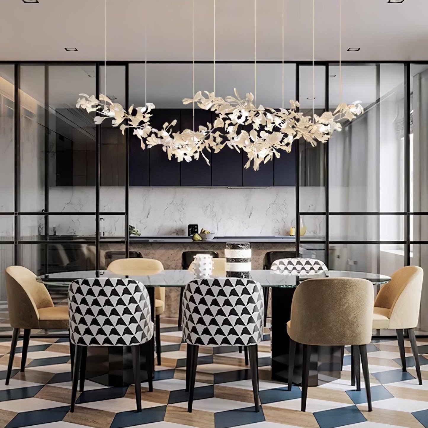 Gingko Drift Chandelier - Elegant Design with Adjustable Brightness