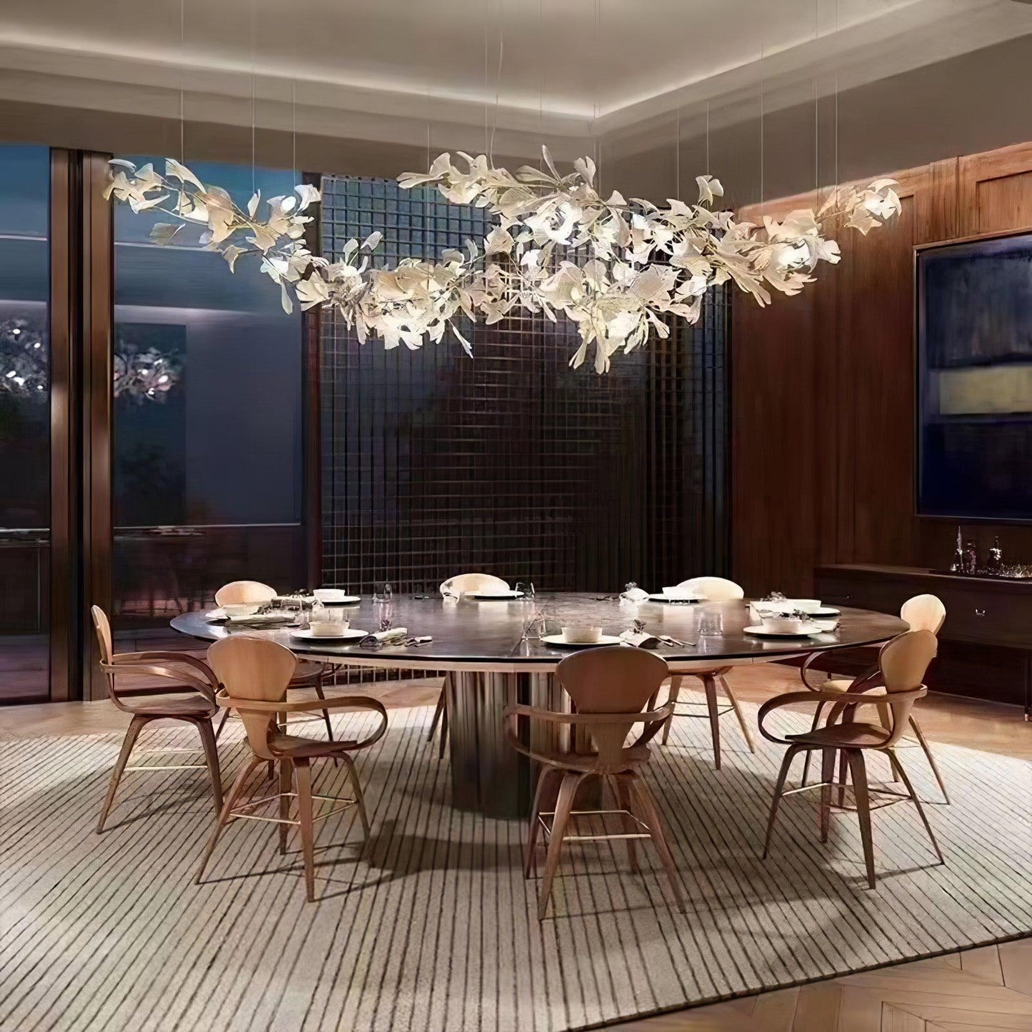Gingko Drift Chandelier - Elegant Design with Adjustable Brightness