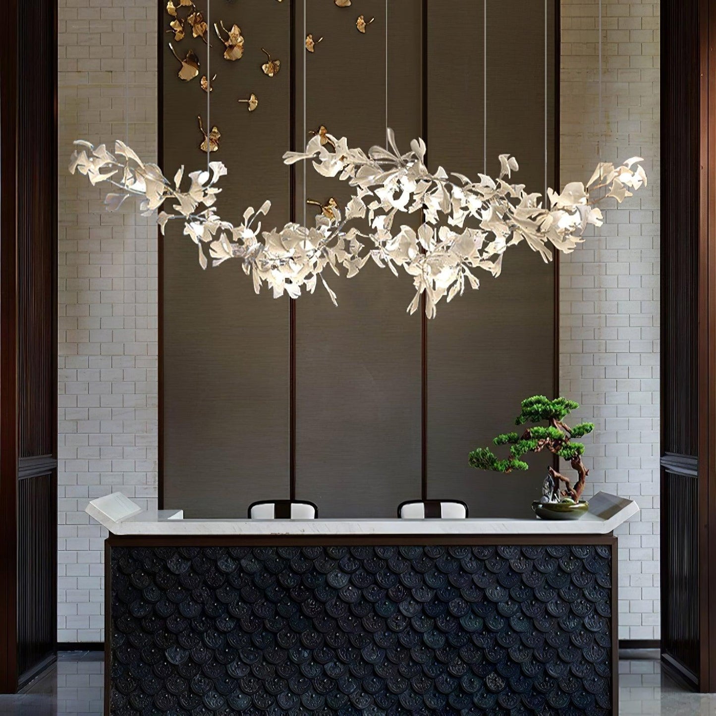 Gingko Drift Chandelier - Elegant Design with Adjustable Brightness