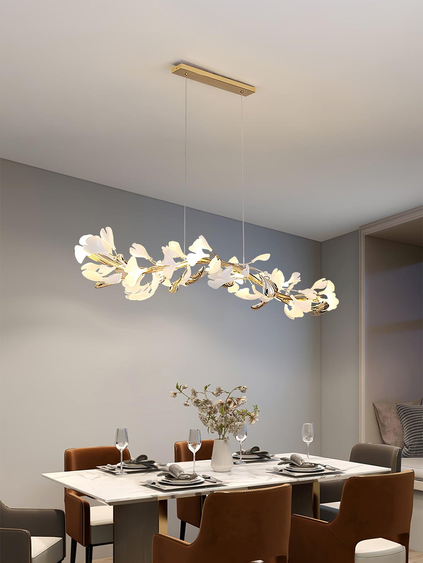 Gingko Garland Chandelier - Elegant Design with Adjustable Brightness