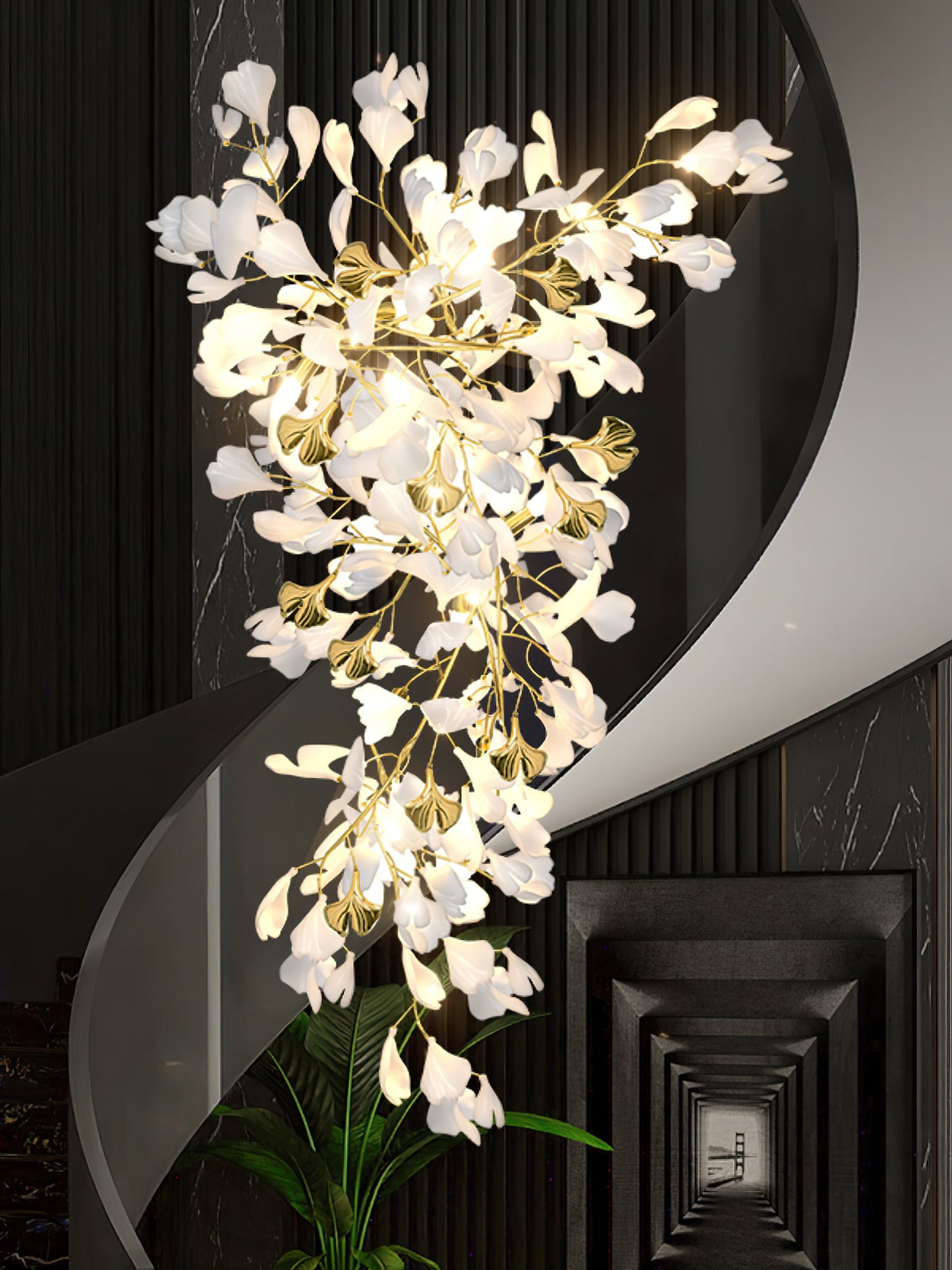 Gingko Drape Chandelier - Elegant Design with Adjustable Brightness