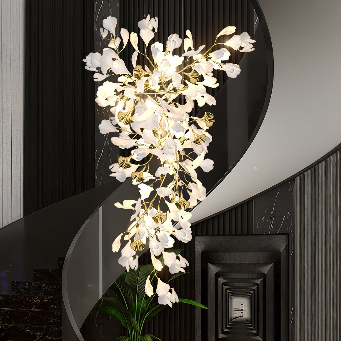 Gingko Drape Chandelier - Elegant Design with Adjustable Brightness