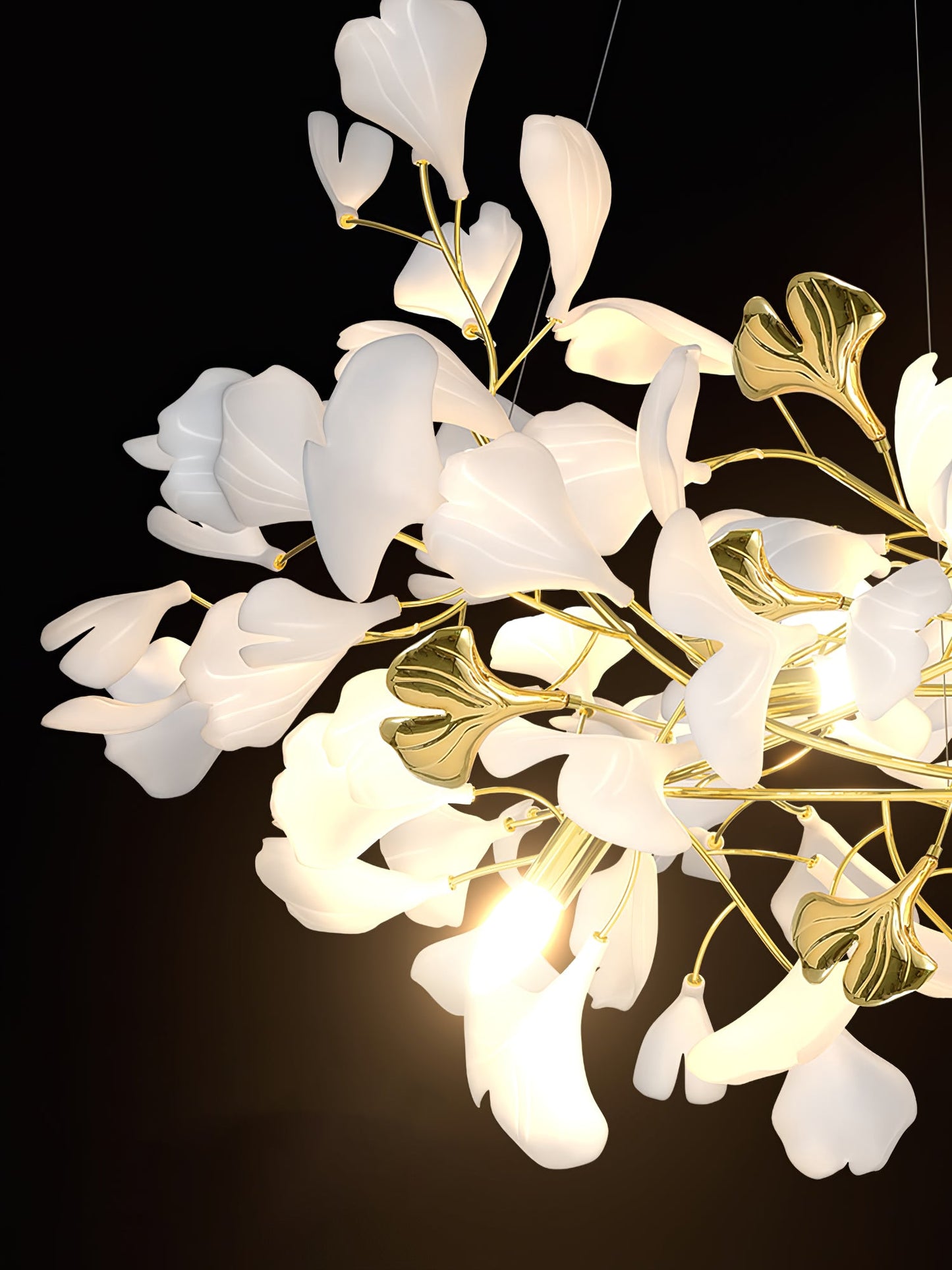Gingko Cascade Branch Chandelier - Modern Design, Adjustable Height