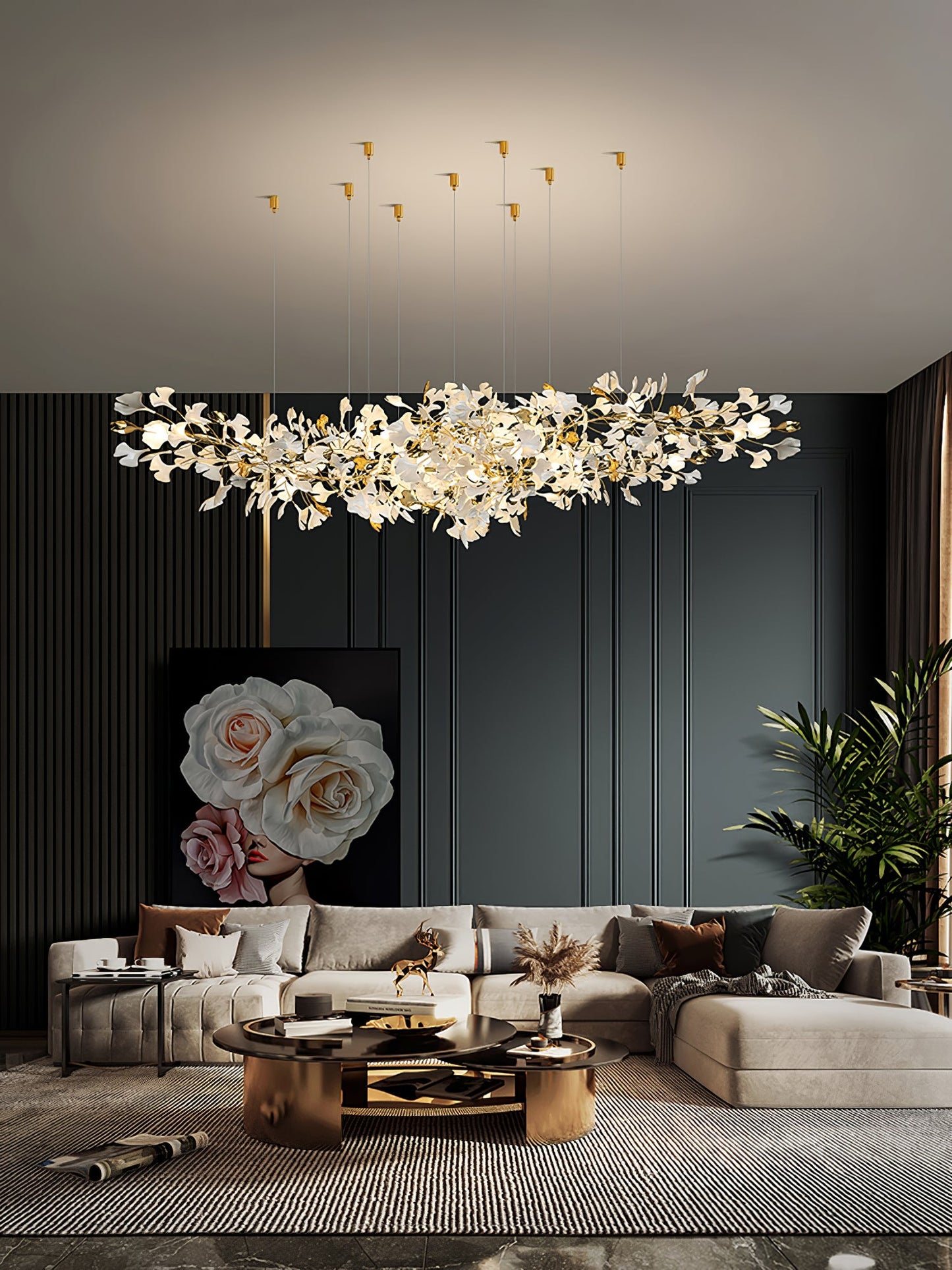 Gingko Drape Chandelier - Elegant Design with Adjustable Brightness