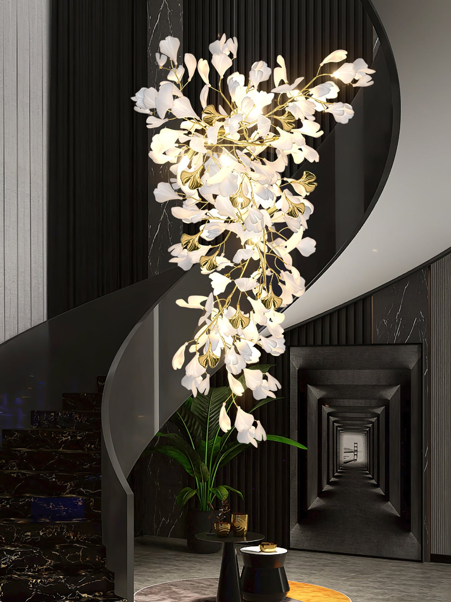 Gingko Drape Chandelier - Elegant Design with Adjustable Brightness