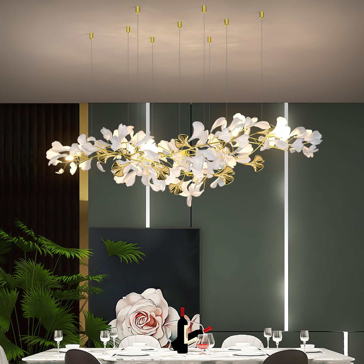 Gingko Drape Chandelier - Elegant Design with Adjustable Brightness
