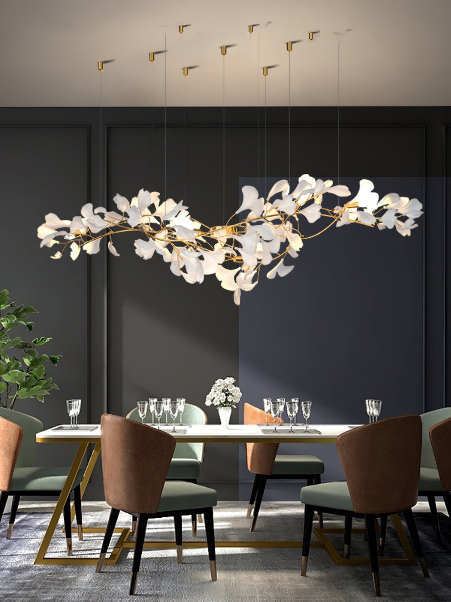 Gingko Drape Chandelier - Elegant Design with Adjustable Brightness