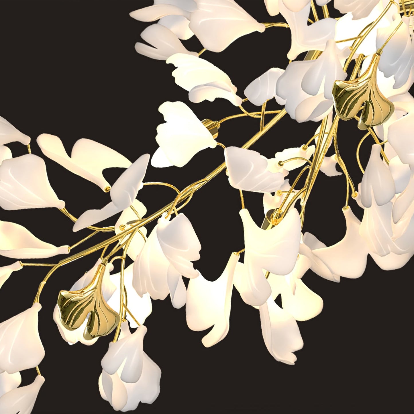 Gingko Cascade Branch Chandelier - Modern Design, Adjustable Height