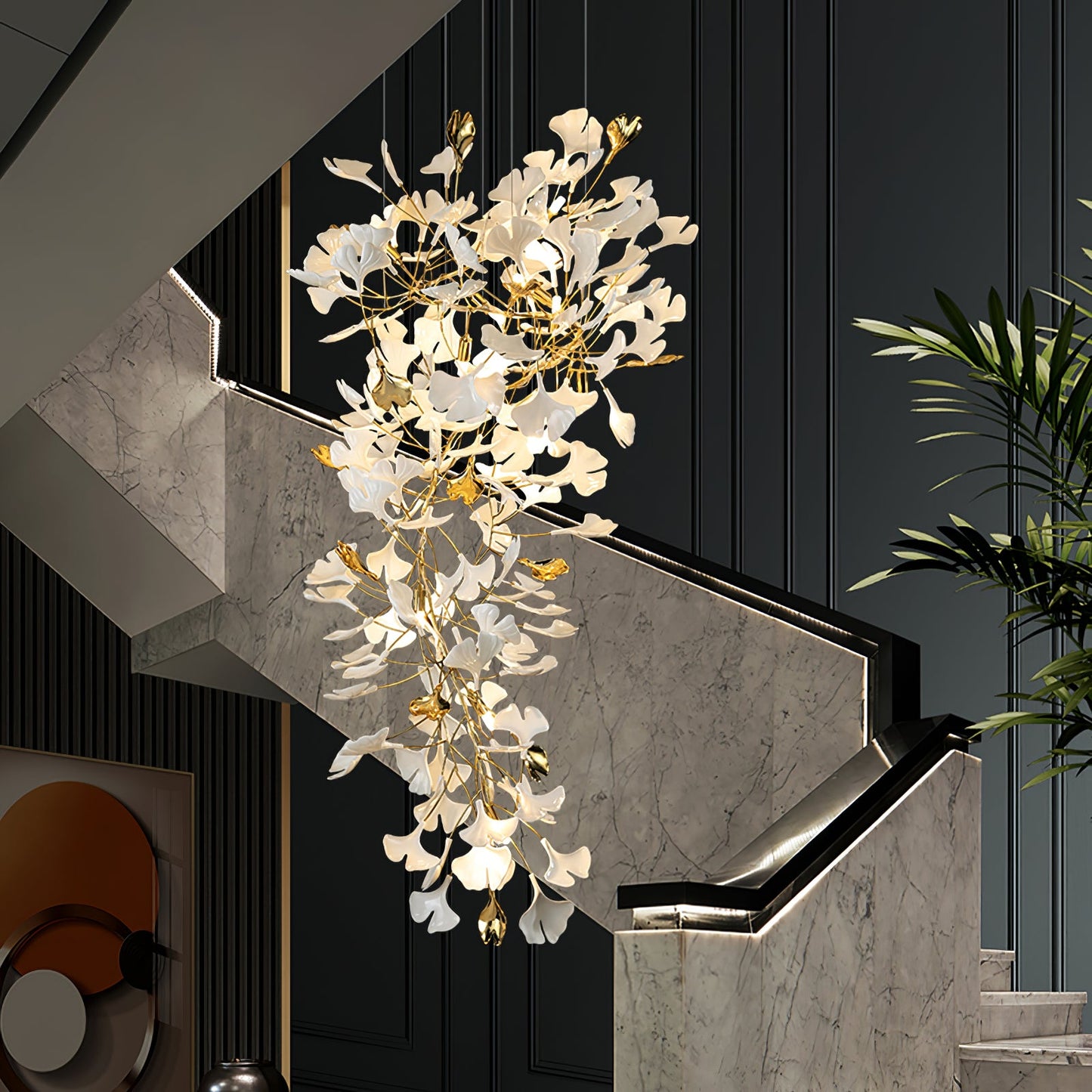 Gingko Drape Chandelier - Elegant Design with Adjustable Brightness