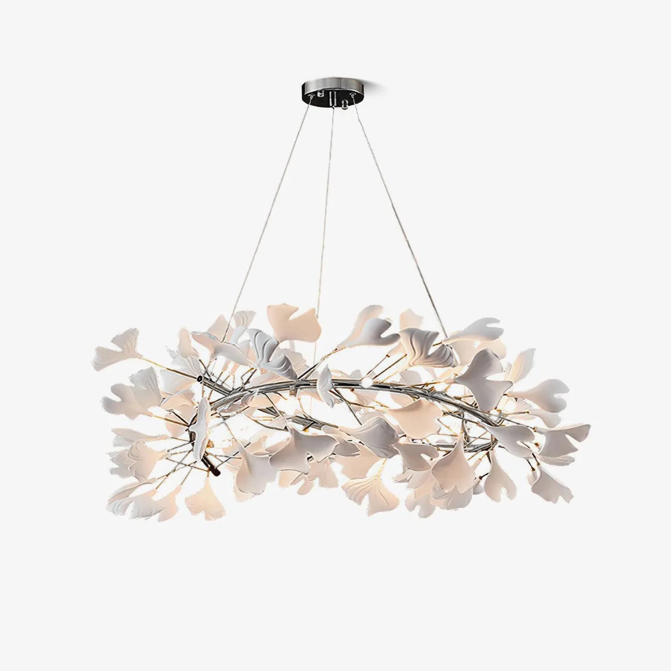 Gingko Halo Chandelier - Modern LED Lighting, Adjustable Height & Dimm