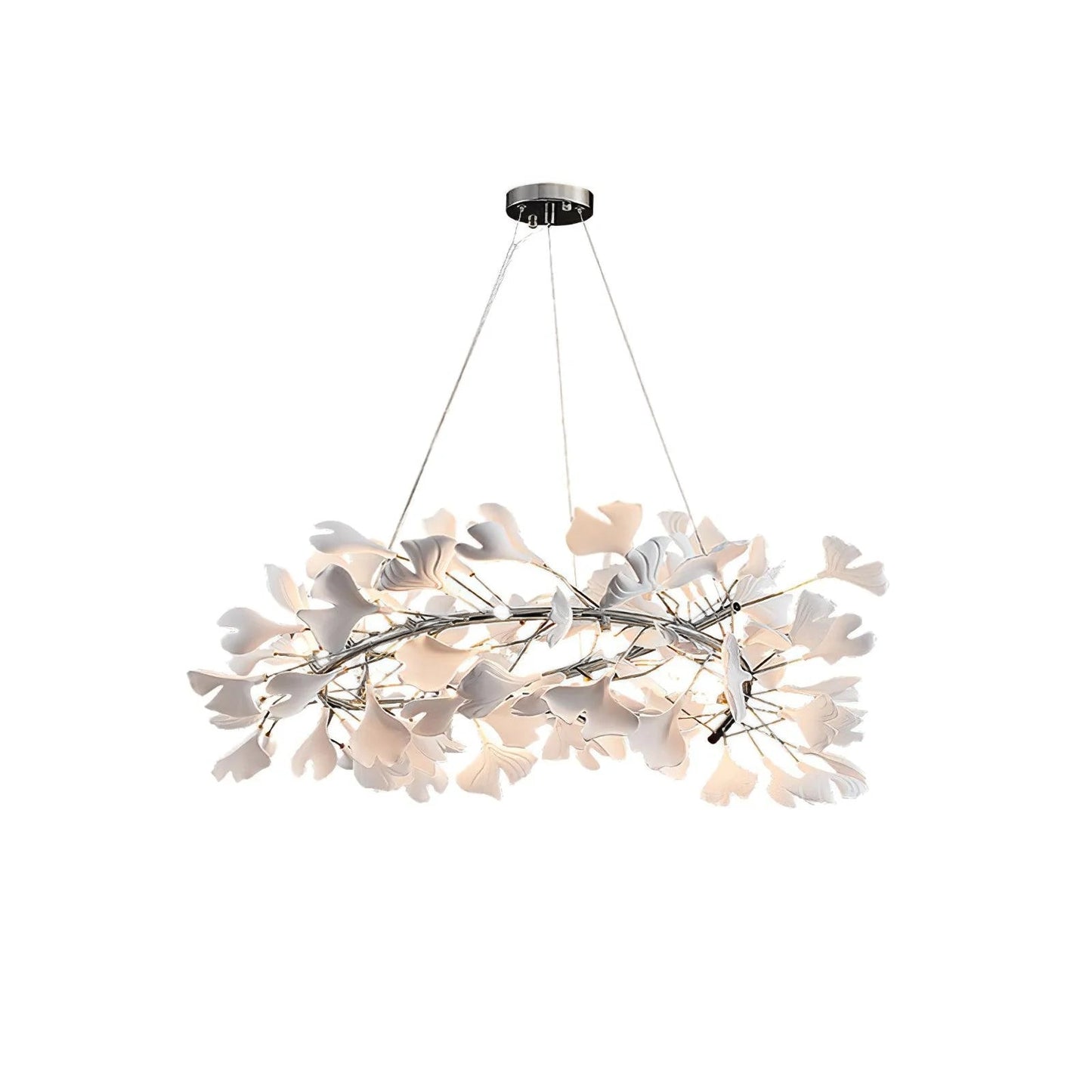 Gingko Halo Chandelier - Modern LED Lighting, Adjustable Height & Dimm