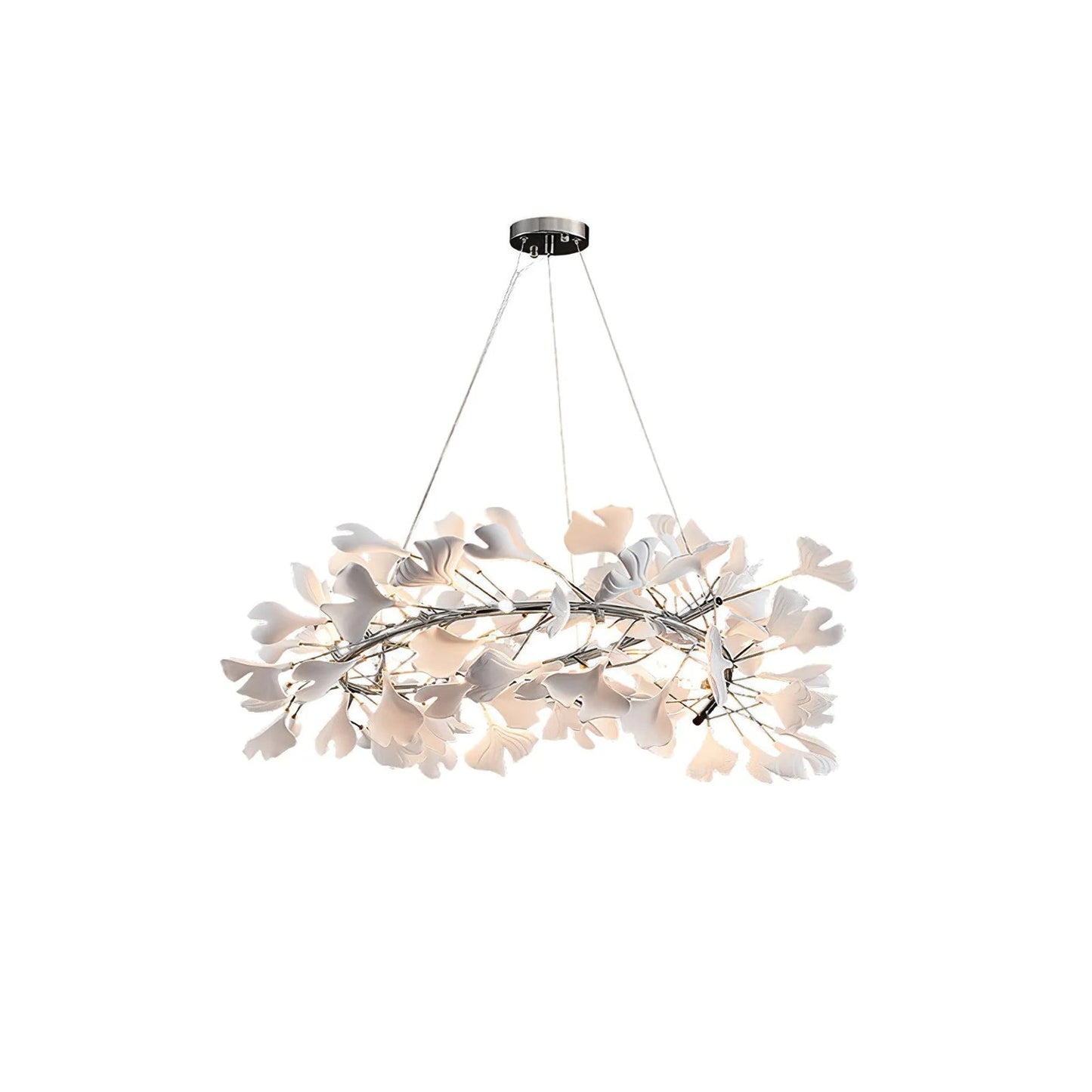 Gingko Halo Chandelier - Modern LED Lighting, Adjustable Height & Dimm